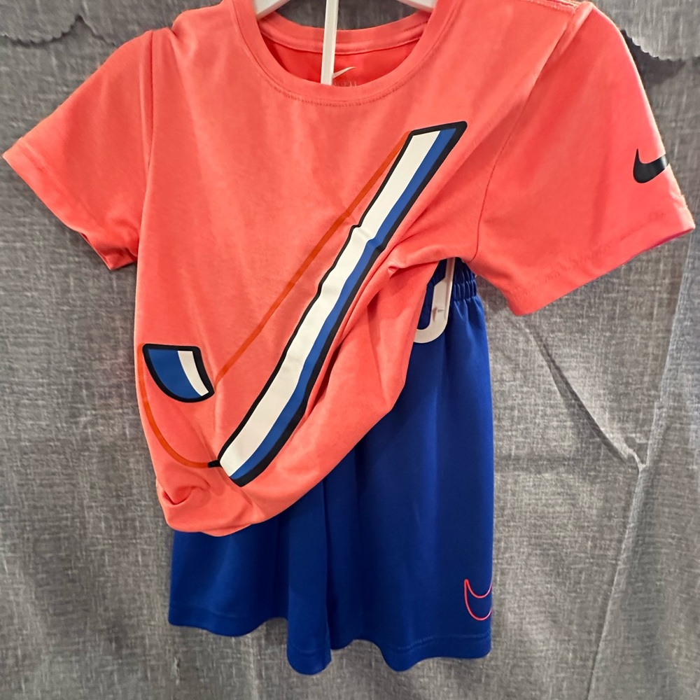 Nike Kids' Pink and Blue Short Sleeve Tee